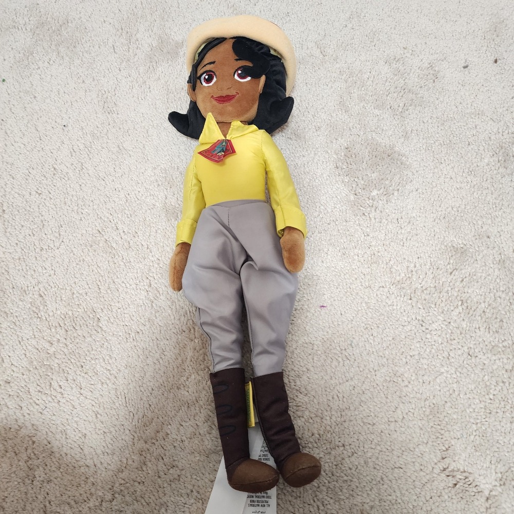 Disney Princess Tiana Plush Doll Yellow Top Gray Pants Hat Adventure Outfit